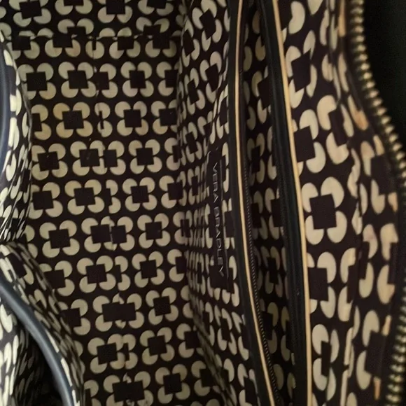 Vera Bradley leather handbag Navy blue with white trim - Picture 3 of 4